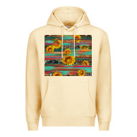 Pina Colada sunflower serape wood and cowhide Premium Hoodie - Artiststas