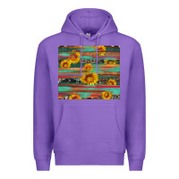 Purple sunflower serape wood and cowhide Premium Hoodie - Artiststas