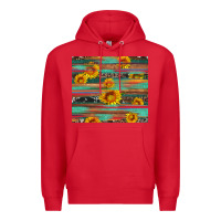 Red sunflower serape wood and cowhide Premium Hoodie - Artiststas