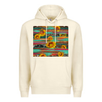 Sandshell sunflower serape wood and cowhide Premium Hoodie - Artiststas