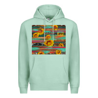 Seafoam sunflower serape wood and cowhide Premium Hoodie - Artiststas
