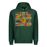 Sports Green sunflower serape wood and cowhide Premium Hoodie - Artiststas