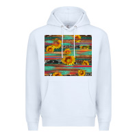 White sunflower serape wood and cowhide Premium Hoodie - Artiststas