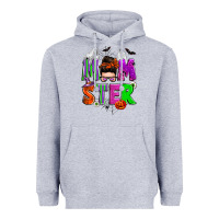 Heather Grey halloween momster messy bun Heavyweight Hoodie - Zillion Design Studio
