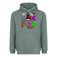 Halloween Momster Messy Bun Heavyweight Hoodie | Teevron