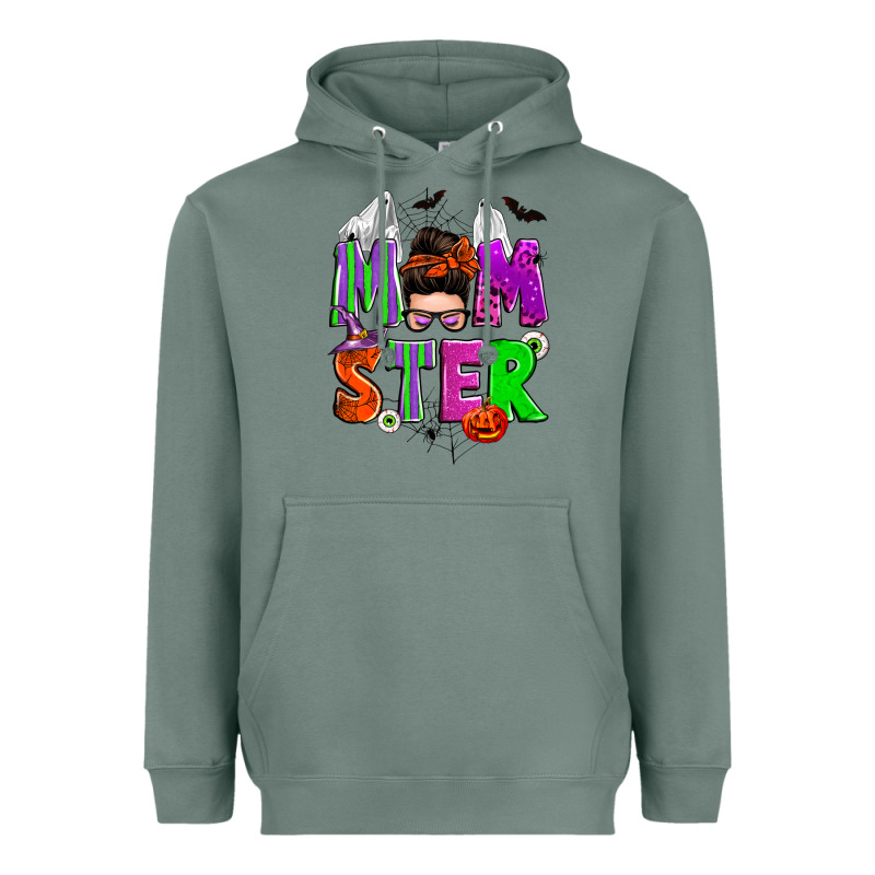 Halloween Momster Messy Bun Heavyweight Hoodie by Zillion Design Studio | Teevron