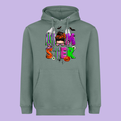 Halloween Momster Messy Bun Heavyweight Hoodie Designed By Zillion Design Studio