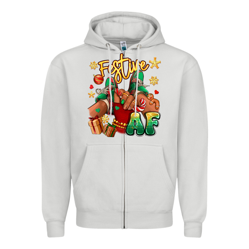 Festive Af Christmas Black Girl Children Sneakers Zipper Hoodie by RanaPortraitStore | Teevron