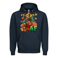 Navy festive af christmas black girl children sneakers Zipper Hoodie - RanaPortraitStore