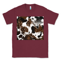 Burgundy cowhide and leopard pattern Classic Tee - RanaPortraitStore
