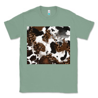 Sage cowhide and leopard pattern Classic Tee - RanaPortraitStore
