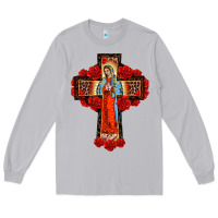 Moon Dust lady of guadalupe rose cross, Long Sleeve Tee - BarkalooDesign