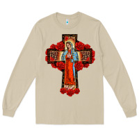 Mushroom lady of guadalupe rose cross, Long Sleeve Tee - BarkalooDesign