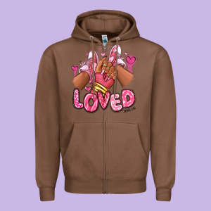 Loved Valentine's Day Afro Girl Sneakers Zipper Hoodie Designed By Ranaportraitstore