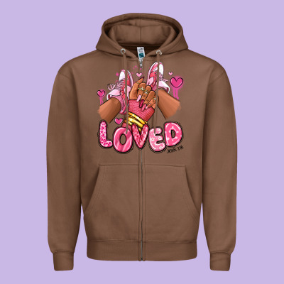 Zipper Hoodie loved valentine's day afro girl sneakers