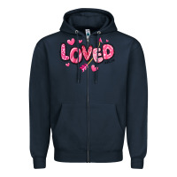 Navy loved valentines day Zipper Hoodie - RanaPortraitStore