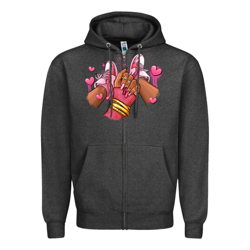 Valentines Day Afro Girl Sneakers Zipper Hoodie by RanaPortraitStore | Teevron