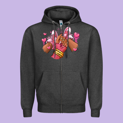 Zipper Hoodie valentines day afro girl sneakers
