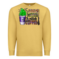 Antique Gold this witch needs coffee Premium Sweatshirt - CowhideDigitalArt
