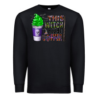Black this witch needs coffee Premium Sweatshirt - CowhideDigitalArt