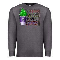 Charcoal Heather this witch needs coffee Premium Sweatshirt - CowhideDigitalArt