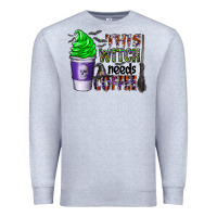 Heather Grey this witch needs coffee Premium Sweatshirt - CowhideDigitalArt