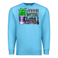 Ocean Blue this witch needs coffee Premium Sweatshirt - CowhideDigitalArt
