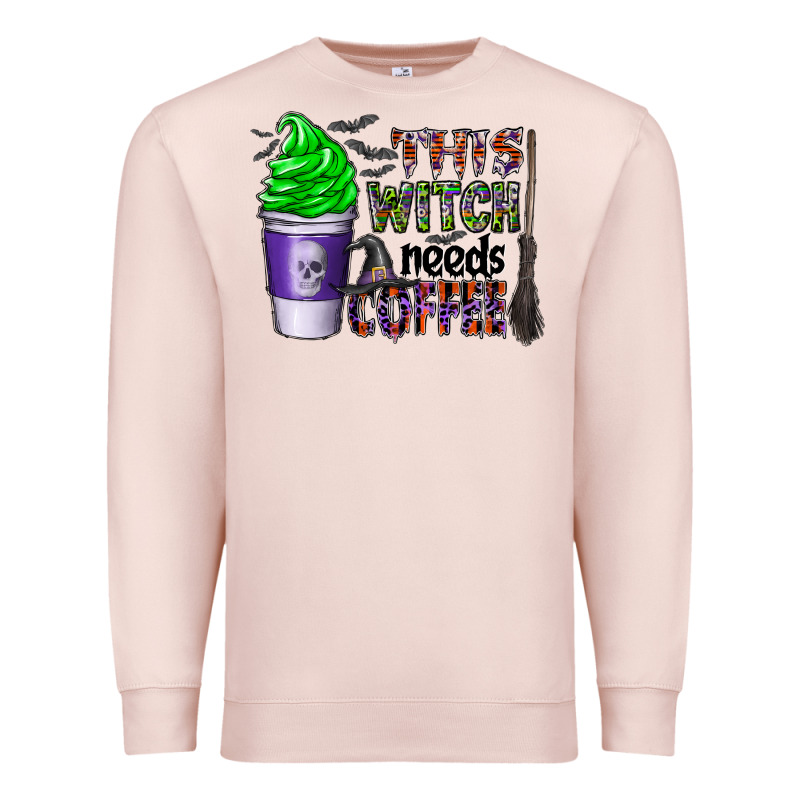 This Witch Needs Coffee Premium Sweatshirt by CowhideDigitalArt | Teevron