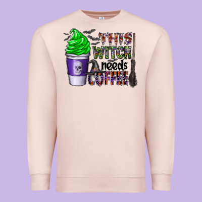 This Witch Needs Coffee Premium Sweatshirt Designed By Cowhidedigitalart