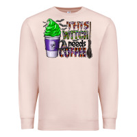 Pale Pink this witch needs coffee Premium Sweatshirt - CowhideDigitalArt