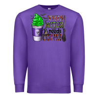 Purple this witch needs coffee Premium Sweatshirt - CowhideDigitalArt