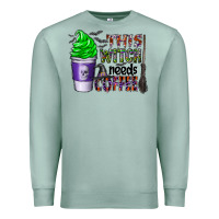 Seafoam this witch needs coffee Premium Sweatshirt - CowhideDigitalArt