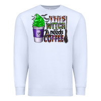White this witch needs coffee Premium Sweatshirt - CowhideDigitalArt