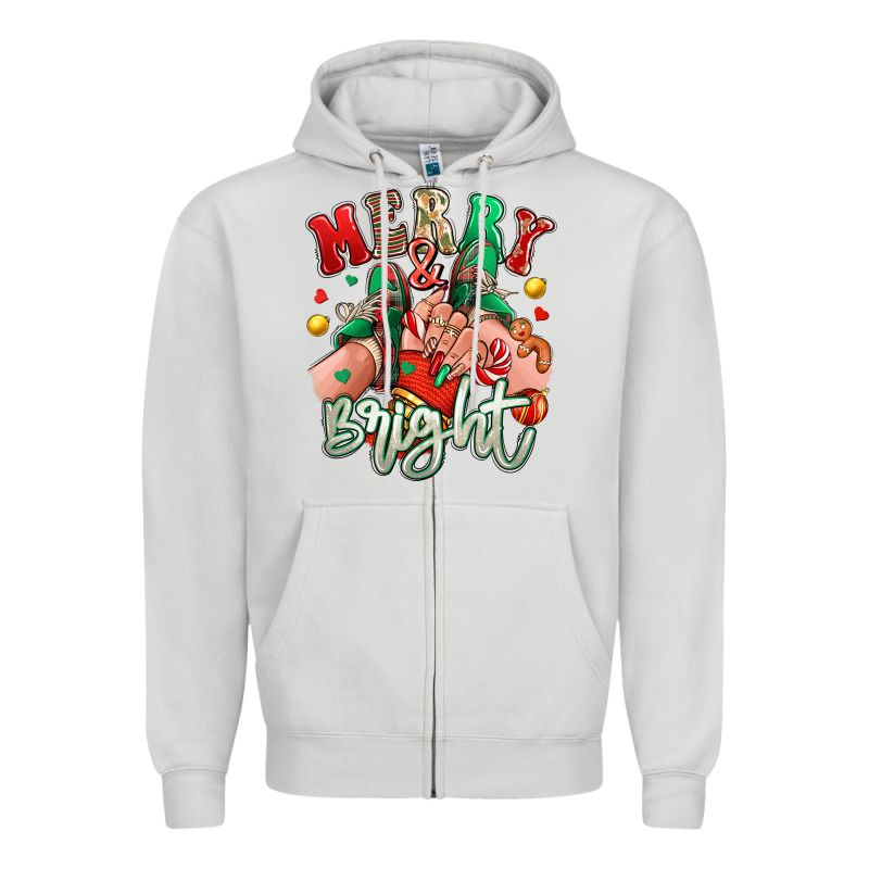 Merry And Bright Caucasian Girl Sneakers Zipper Hoodie by RanaPortraitStore | Teevron