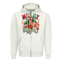 Oatmeal Heather merry and bright caucasian girl sneakers Zipper Hoodie - RanaPortraitStore
