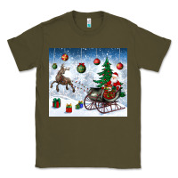 Army Green christmas santa deer and presents Classic Tee - BundleAndBundleShop