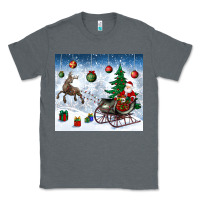Charcoal Heather christmas santa deer and presents Classic Tee - BundleAndBundleShop