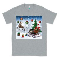 Heather Grey christmas santa deer and presents Classic Tee - BundleAndBundleShop
