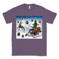 Lavender christmas santa deer and presents Classic Tee - BundleAndBundleShop