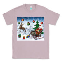 Lilac christmas santa deer and presents Classic Tee - BundleAndBundleShop