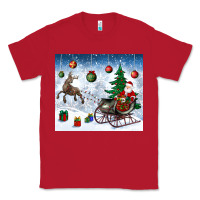 Red christmas santa deer and presents Classic Tee - BundleAndBundleShop