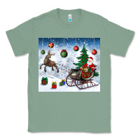 Sage christmas santa deer and presents Classic Tee - BundleAndBundleShop