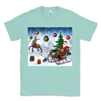 Seafoam christmas santa deer and presents Classic Tee - BundleAndBundleShop