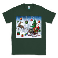 Sports Green christmas santa deer and presents Classic Tee - BundleAndBundleShop