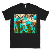 Black cactus turquoise leopard cowhide tumbler rana Classic Tee - RanaPortraitStore