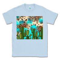 Dusty Blue cactus turquoise leopard cowhide tumbler rana Classic Tee - RanaPortraitStore