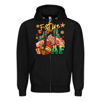 Black festive af christmas caucasian girl sneakers Zipper Hoodie - RanaPortraitStore