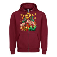 Burgundy festive af christmas caucasian girl sneakers Zipper Hoodie - RanaPortraitStore