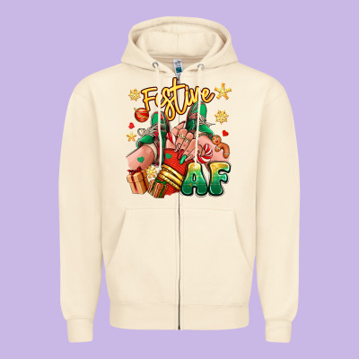 Zipper Hoodie festive af christmas caucasian girl sneakers