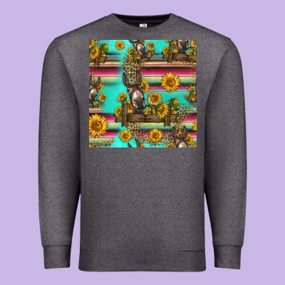 Sunflowers Donkey Seamless Pattern Premium Sweatshirt Designed By Hra Design Shop
